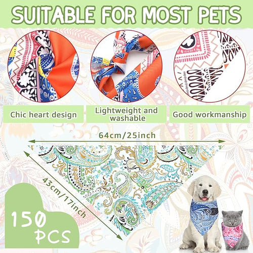 100 Pcs Paisley Dog Bandanas Bulk Pet Bibs Colorful Triangle Scarf Pet Paisley - Image 2