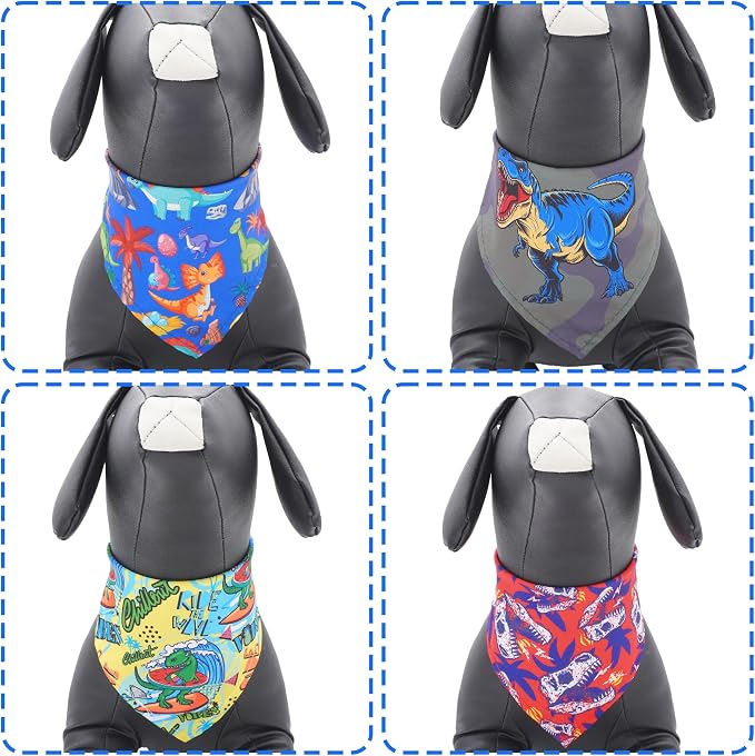 30 Pack Large Dinosaurs Dog Bandanas Stitch Dog Bandana Bulk Reversible Print - Image 4