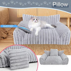Cute Cat Couch Bed for Indoor Cats, Fluffy Pet Cat Sofa - Image 2