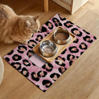 Puppy Feeding Mat 24x16 inch Pink Leopard Print Pet Bowl Placemat Non Slip - Image 2