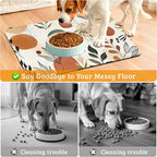 Boho Dog Cat Food Mat, Abstract Leaves Absorbent Waterproof Placemat - Image 4