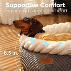 FUKUMARU Dog Bed, Calming Donut Dog Beds, Plush Faux Fur&Corduroy Cat Beds - Image 4