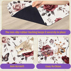 Vintage Flower Butterfly Dog Cat Food Mat, Absorbent Feeding Placemat, - Image 6