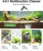AQQA Aquarium Gravel Cleaner, 4-in-1 Upgrade Suction Power Manual Fish Tank - Image 2