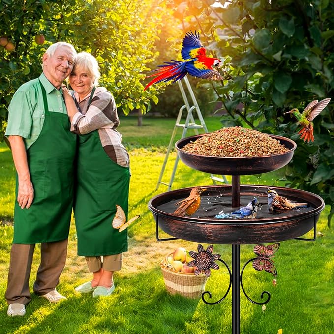 Daoeny Bird Bath for Outside, 42In Vintage Freestanding Birdbaths for Outdoors - Image 5