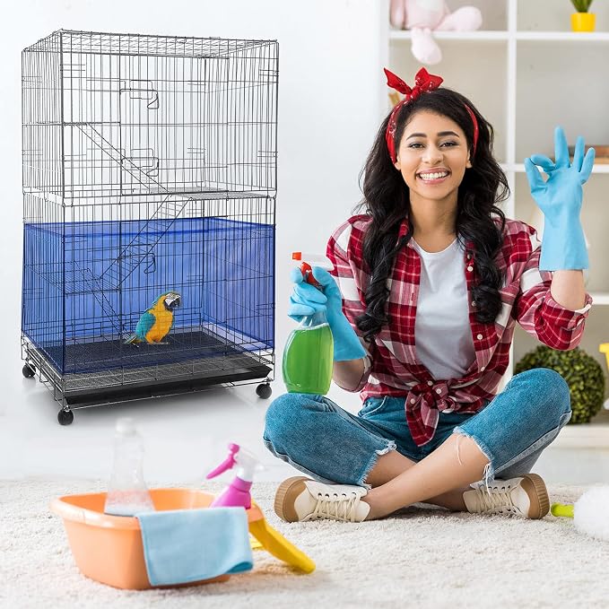 Shappy Large Bird Cage Seed Catcher, Bird Cage Cover Net Skirt Guard, - Image 7