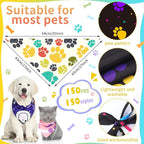 150 Pcs Paw Dog Bandanas Bulk Pet Bibs Colorful Triangle Scarf Pet Paw Bandanas - Image 2