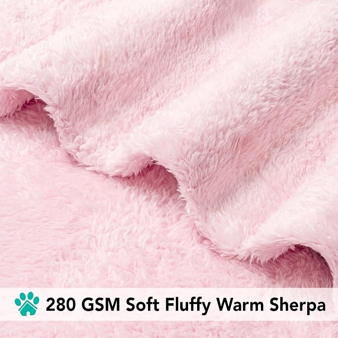PetAmi Dog Blanket for Small Dogs Pink, Fluffy Soft Puppy Blanket, Sherpa - Image 4