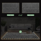 GENIMO Outdoor Rug with LED Strip Lights, Reversible Plastic Straw Rugs - Image 3