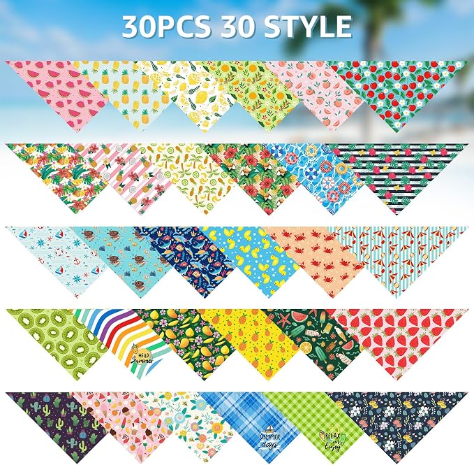 SCENEREAL 30 PCS Dog Bandanas Bulk, Summer Pet Bibs - Image 3