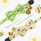 Breakaway Cat Collar with Cute Bow Tie Bell 2Pack Daisy Bee Pattern - Image 3