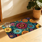 Vintage Floral Pet Feeding Mat, Fast-Dry Absorbent Dog and Cat Bowl Mat by QSOQSO