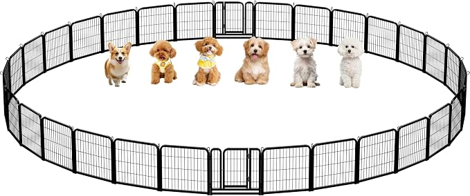 Yaheetech Dog Playpen Outdoor, 24 inch 32 Panels Dog Pen Indoor Heavy Duty by Yaheetech