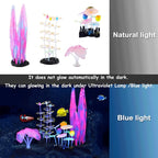Lpraer 4 Pack Glow Aquarium Decorations Coral Anemone Lotus Leaf Seaweed - Image 3