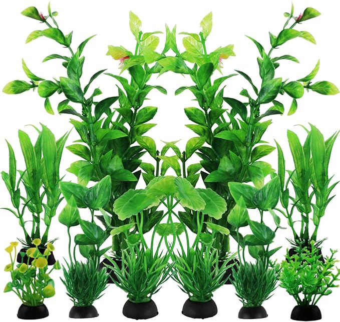 PietyPet Fish Tank Accessories Green Plants, Aquarium Decor Plastic Plants by Bxlive