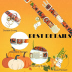 Elegant little tail Halloween Cat Collar-2 Pack Pumpkin Print Fall Cotton - Image 2