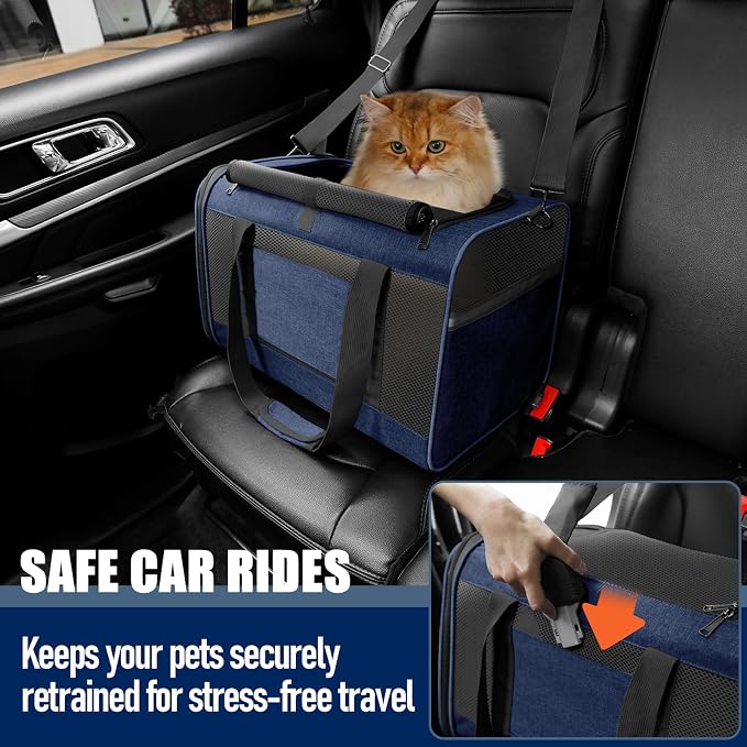 Dog Carrier Soft/Cat Crates Large Cat 20 to 25 pounds/Softsided Pet Car Travel - Image 4