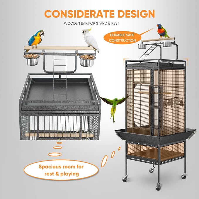 SUPER DEAL PRO 61-inch 2in1 Large Bird Cage - Image 6