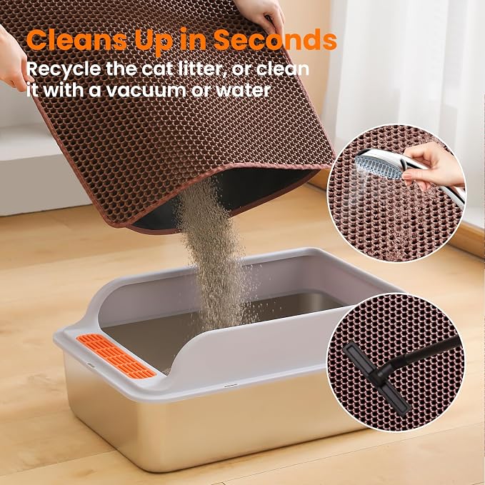 Cat Litter Mat, 24x18 Inches Large Double Layer Honeycomb Cat Litter Trapping - Image 5