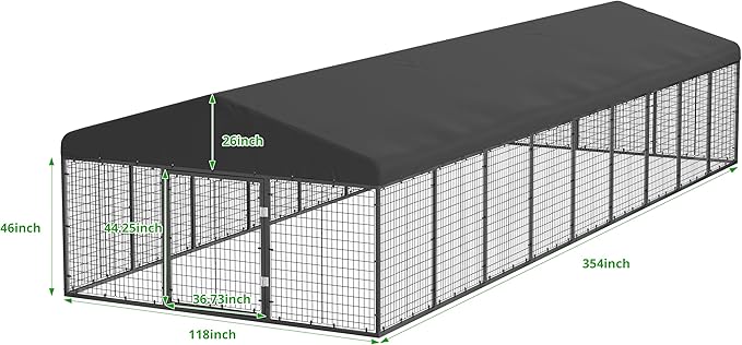 354" x 118" Large Outdoor Dog Enclosure, Heavy Duty Dog Cage - Image 2