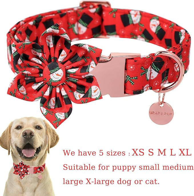 Christmas Dog Collar with Flower, Christmas Flower Collar - Image 2