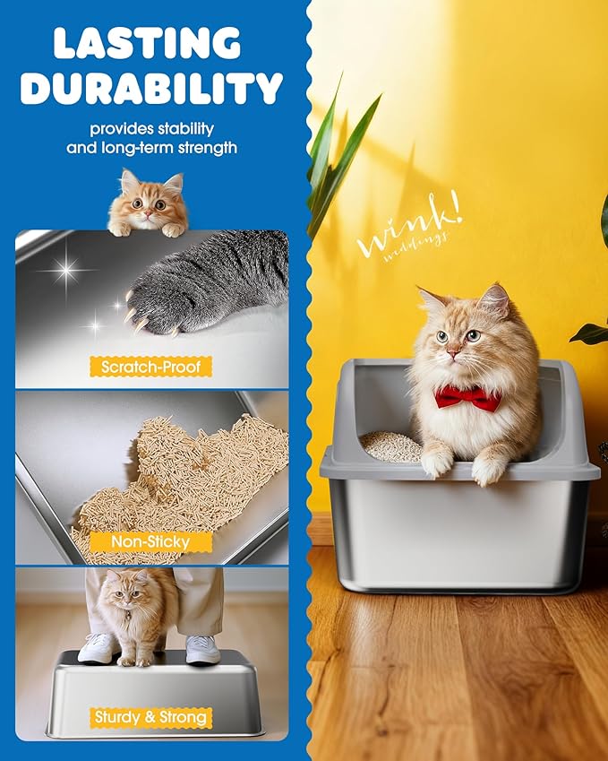 2-Pack Stainless Steel Cat Litter Box - Image 3