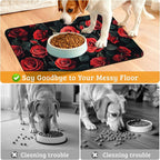Retro Rose Feeding Mat, Non-Slip Rubber Backing Mat, Cat Dog Accessories - Image 4