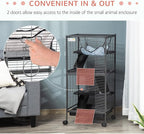 PawHut Metal Small Animal Cage, 4-Tiers Rolling Big Ferret Cage - Image 6
