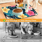 Tropical Palm Dog Food Mat, Exotic Leaves Floral Absorbent Pet Feeding Mat - Image 4