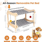 2-Layer Cat Hammock Bed, Breathable Washable Covers, Wooden Pet Furniture - Image 2