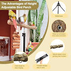 3-Layer 16-63 Inch Height Adjustable Bird Perch Pepper Wood Birds Training - Image 2