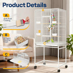VIVOHOME 54 Inch Wrought Iron Large Bird Flight Cage - Image 3