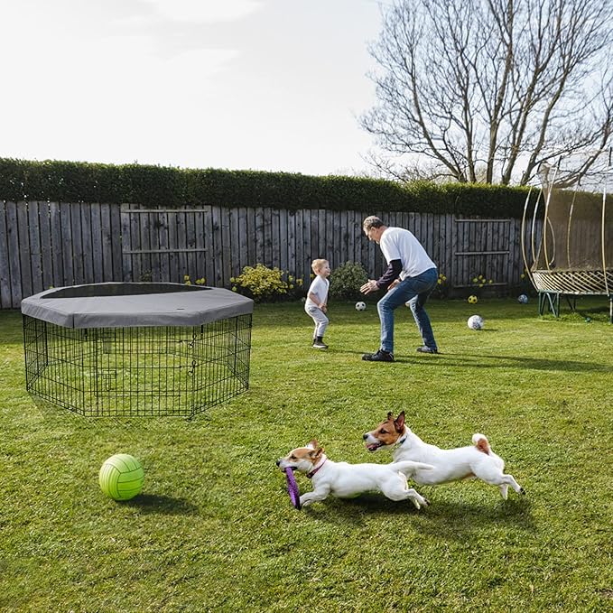 PETIME Foldable Metal Dog Exercise Pen/Pet Puppy Playpen Kennels Yard Fence - Image 6