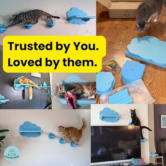 Cat Wall Shelves for Large Cats – 4-Piece Wall Mounted Cat Furniture Set - Image 6