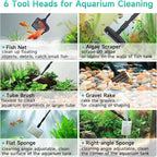 hygger 6-in-1 Aquarium Cleaning Tools, 6 Clean Heads - Image 2