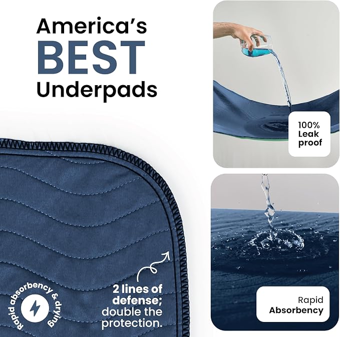 IMPROVIA® Washable Underpads, Heavy Absorbency Reusable Incontinence Pads - Image 2