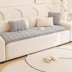 Couch Cover for Dogs Fuzzy Sofa Covers for Pet, Geometric Jacquard Coral - Image 2