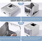 Enclosed Cat Litter Box with Lid Top Exit Covered Metal Stainless Steel Litter - Image 5