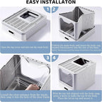 Enclosed Cat Litter Box with Lid Top Exit Covered Metal Stainless Steel Litter - Image 5