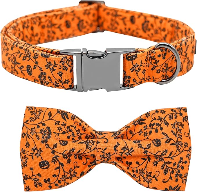 Halloween Dog Collar, Pet Collar Dog Bow Pumpkin Pet Collar Girl Boy Holiday by BoboRainbow