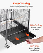 VEVOR Bird Cage, Open Flat Top, Wrought Iron Bird Flight Cage - Image 6