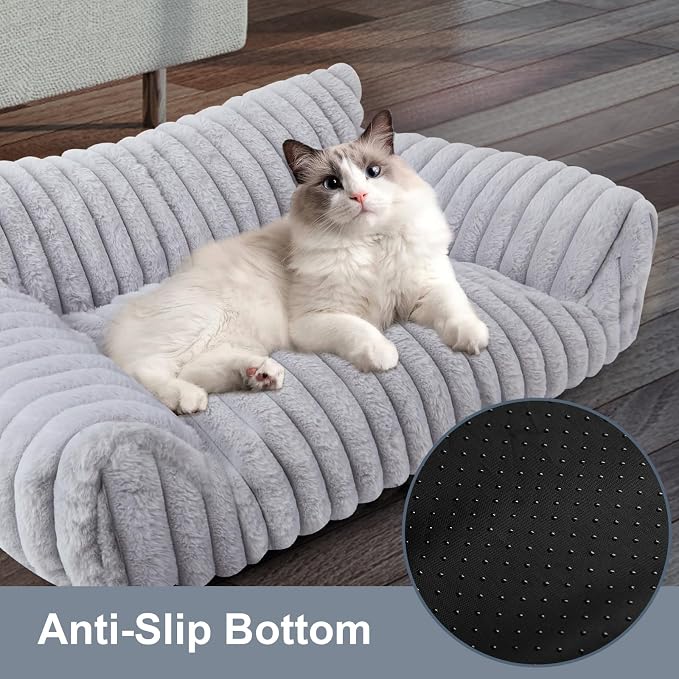 Cute Cat Couch Bed for Indoor Cats, Fluffy Pet Cat Sofa - Image 6