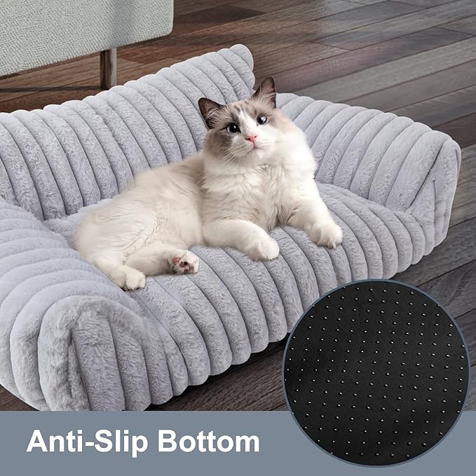Cute Cat Couch Bed for Indoor Cats, Fluffy Pet Cat Sofa - Image 6