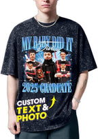 H-DEWALL Custom T Shirts Mineral Wash Tshirt Bootleg Rap Tee Customized Gifts by H-DEWALL