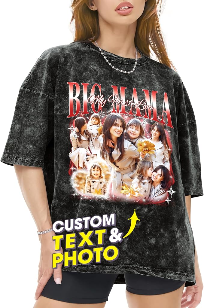 H-DEWALL Custom T Shirts Mineral Wash Tshirt Bootleg Rap Tee Customized Gifts by H-DEWALL