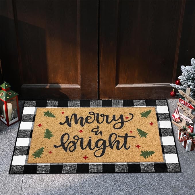 Tinideya 2 Pcs Door Mat Welcome Non Slip Coir Mats Floor Layering Doormats - Image 4