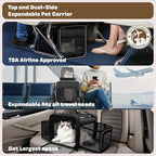 Top and 2 Sides Expandable Cat Carrier 18x11x11, TSA Airline Approved Dog - Image 2