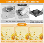 Yellow Floral Feeding Mat, Sunflower Absorbent Quick-Dry Cat Dog Food and Water - Image 3