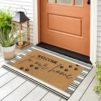 Tinideya 2 Pcs Pet Theme Door Mat Paw Welcome Non Slip Coir Mats Dog Cat Floor - Image 6