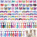 Reginary 100 Pieces Dog Bow Tie Collar Set Include 40 Dog Neckties, and 30 by Reginary